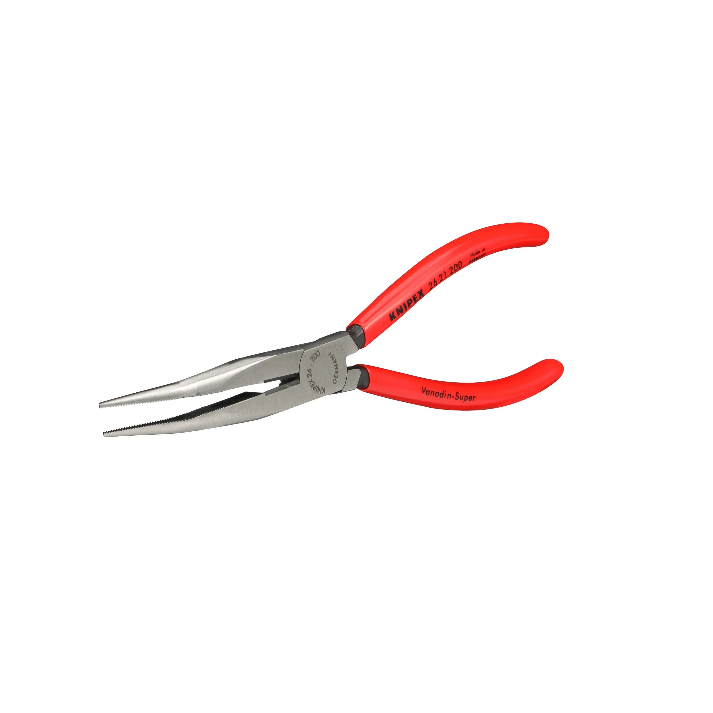 KNIPEX Snipe Nose Side Cutting Pliers 40° Bend 200mm Plastic Coated Handles 26 21 200 White Rose Tools