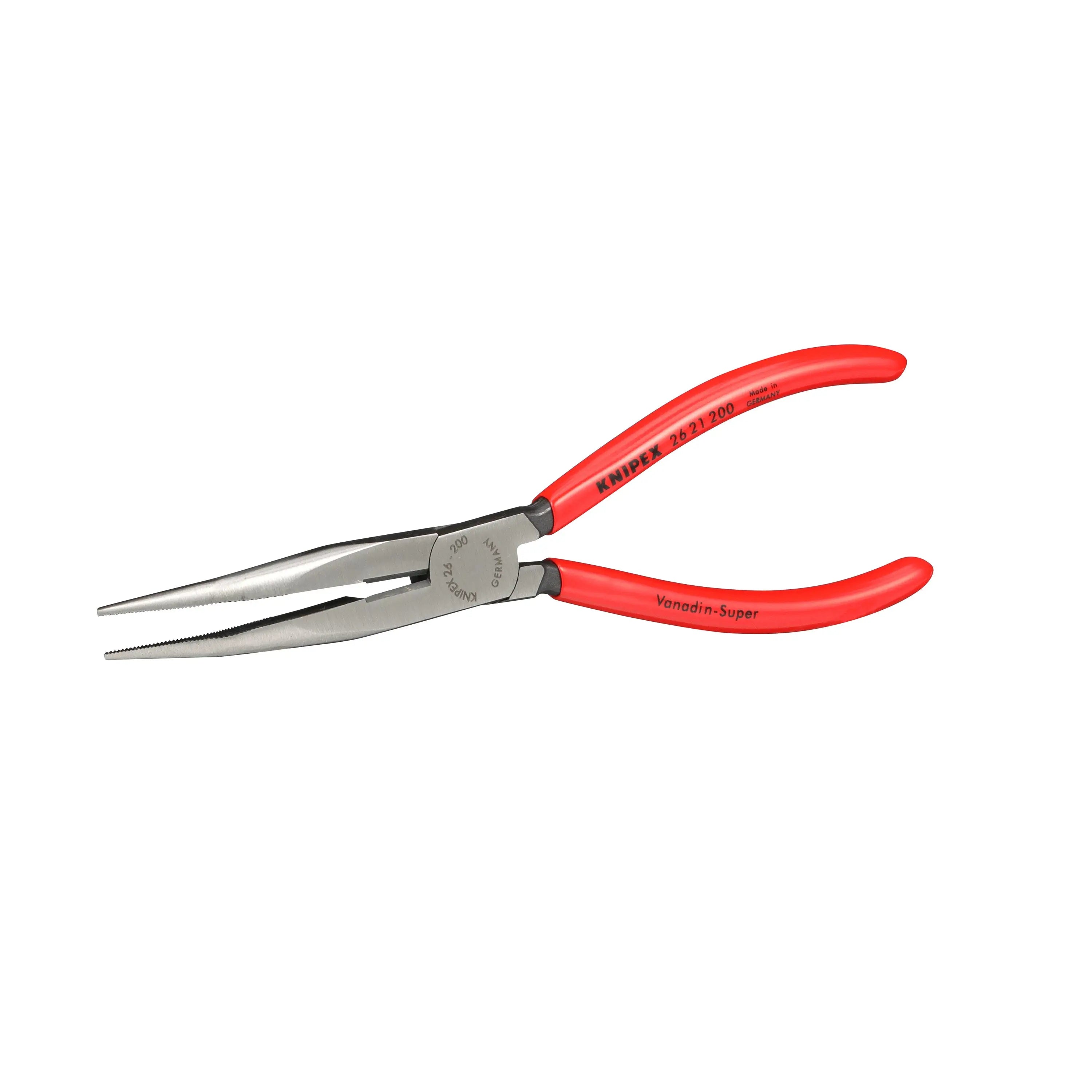 KNIPEX Snipe Nose Side Cutting Pliers 40° Bend 200mm Plastic Coated Handles 26 21 200 White Rose Tools