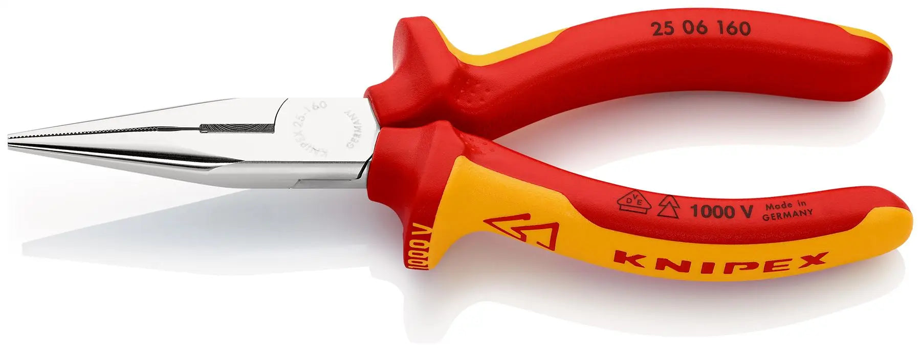 KNIPEX Snipe Nose Side Cutting Pliers Radio Plier 160mm VDE Chrome Multi Component Grips 25 06 160 SB White Rose Tools