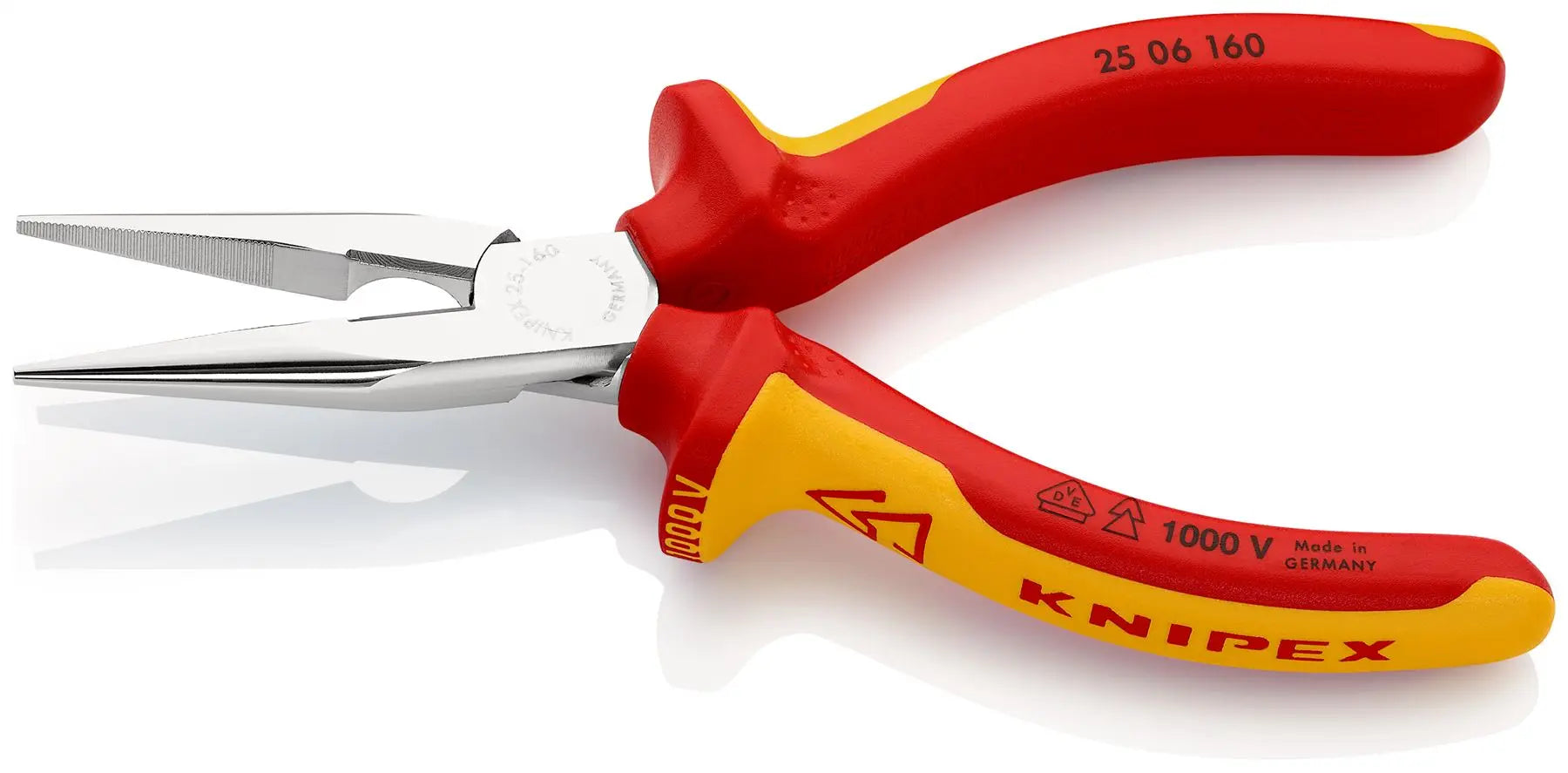 KNIPEX Snipe Nose Side Cutting Pliers Radio Plier 160mm VDE Chrome Multi Component Grips 25 06 160 SB White Rose Tools