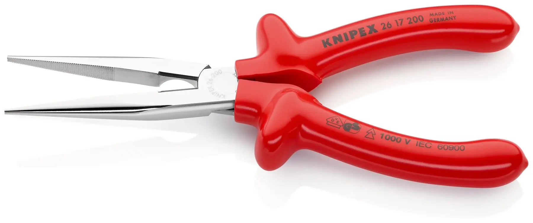 KNIPEX Snipe Nose Side Cutting Pliers Stork Beak Plier 200mm VDE Dipped Insulation Handles 26 17 200 White Rose Tools