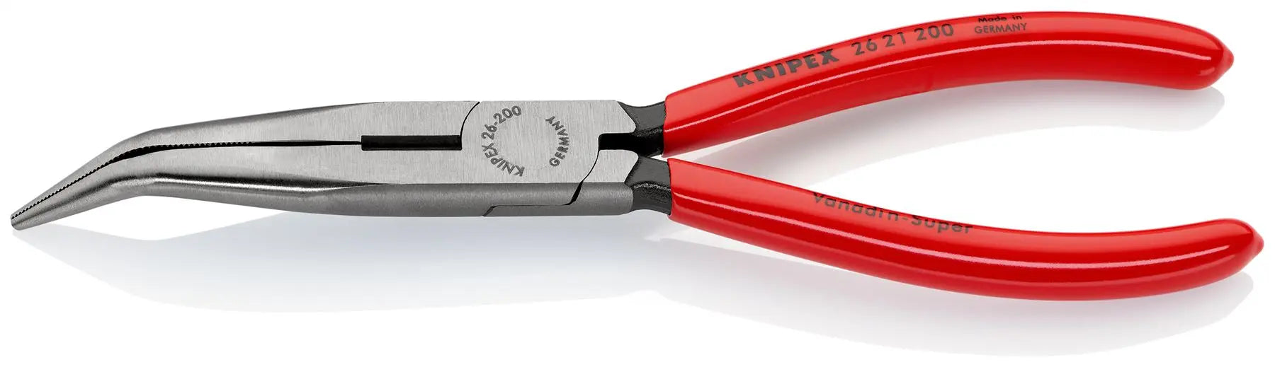 KNIPEX Snipe Nose Side Cutting Pliers Stork Beak Plier Bent Nose 200mm Plastic Coated 26 21 200 SB White Rose Tools