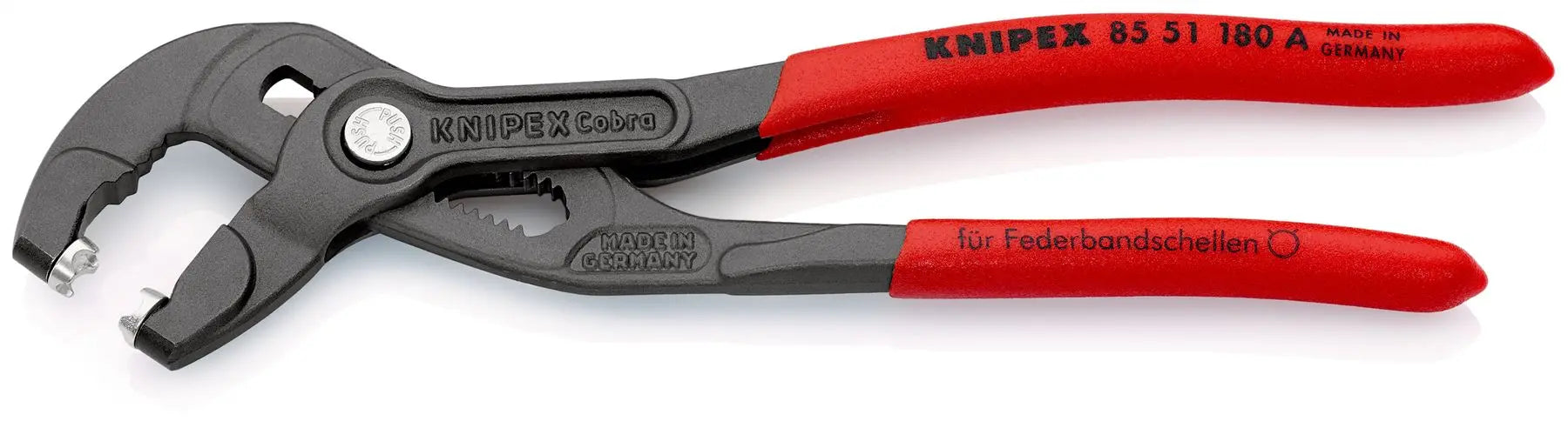KNIPEX Spring Hose Clamp Pliers 180mm Plastic Coated Handles Non Slip 85 51 180 A White Rose Tools