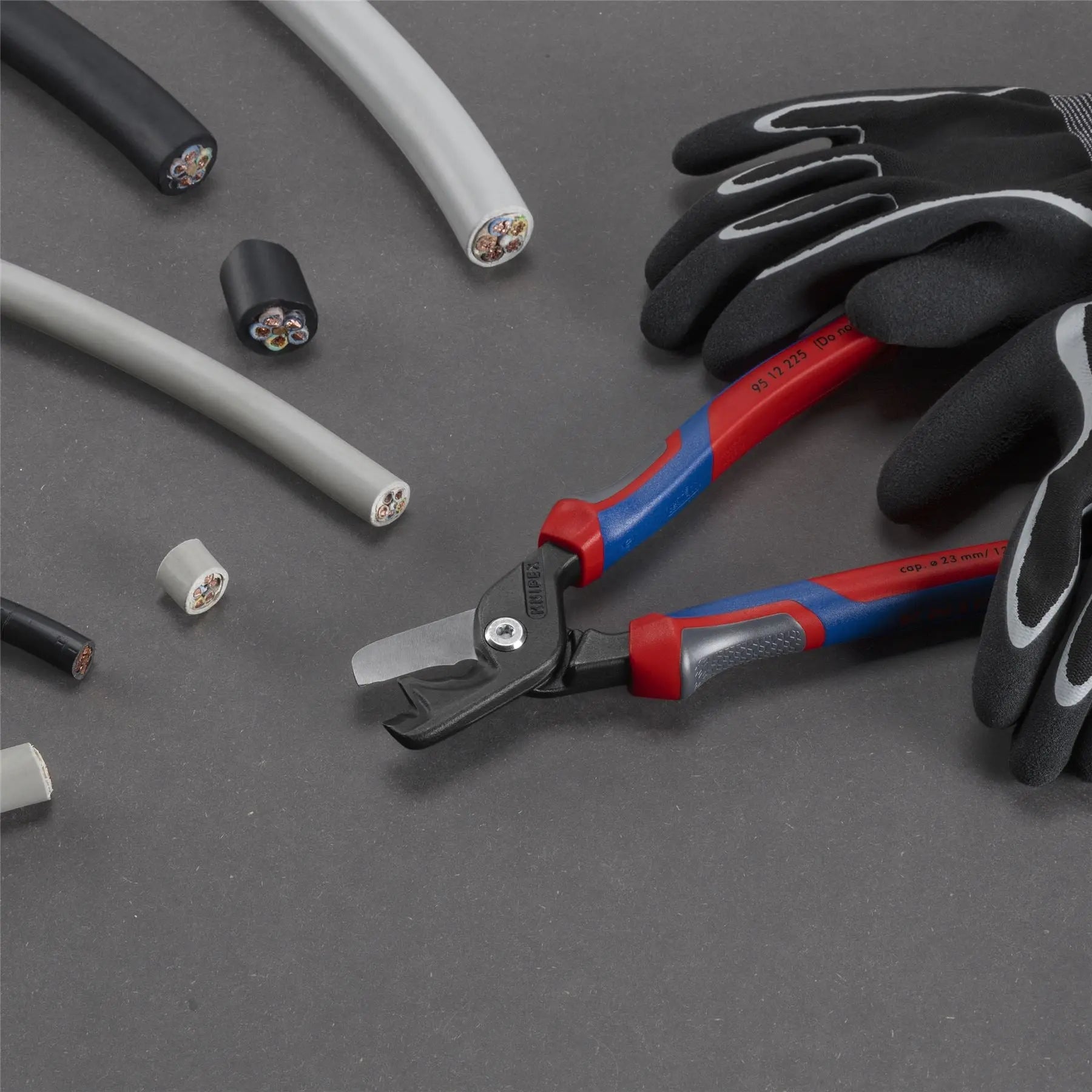 KNIPEX StepCut XL Cable Shears Cutting Pliers 225mm Comfort Handles 95 12 225 White Rose Tools