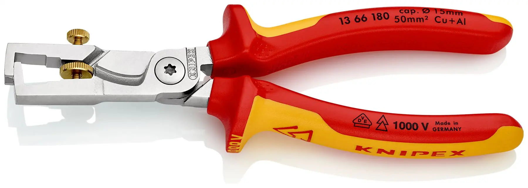 KNIPEX StriX Insulation Strippers with Cable Shears 180mm VDE Chrome Multi Component Grips 13 66 180 SB White Rose Tools
