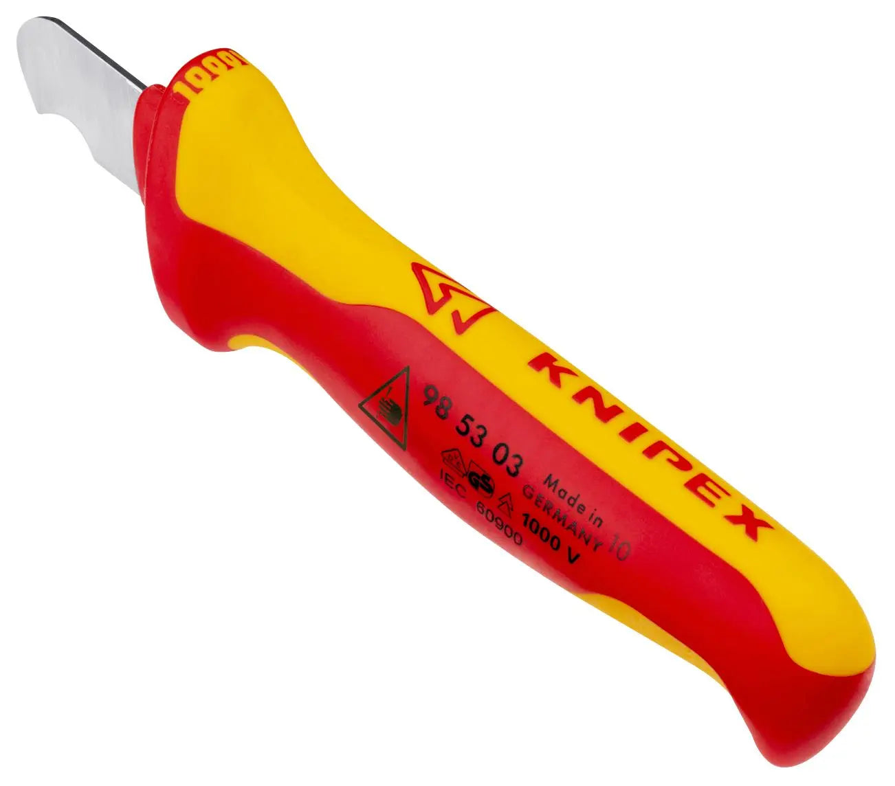 KNIPEX Stripping Knife Hook Blade 170mm VDE Insulated Multi Component Handle 28mm Blade Length 98 53 03 White Rose Tools