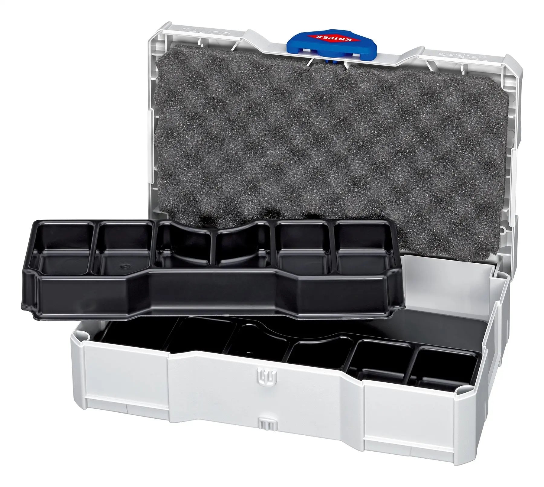 KNIPEX TANOS Mini Systainer Storage Case Stackable Internal Dimensions 265 x 71 x 171mm 97 90 00 LE White Rose Tools