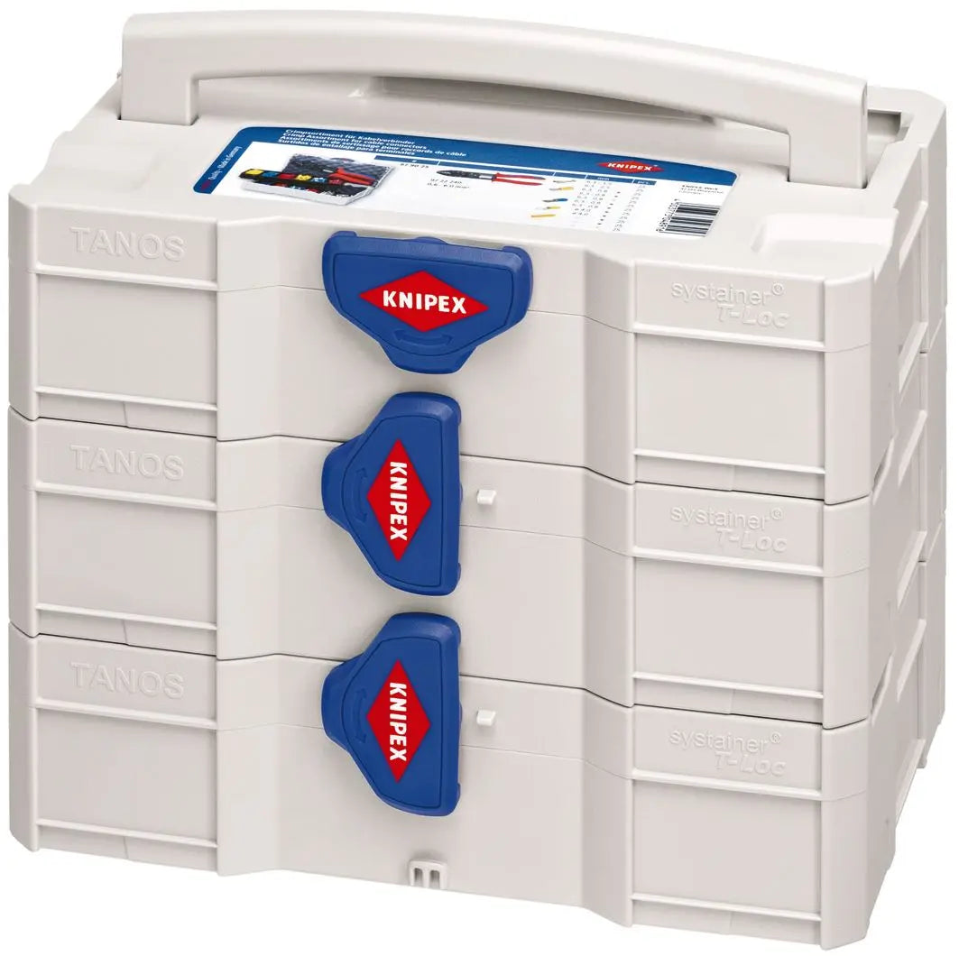 KNIPEX TANOS Mini Systainer Storage Case Stackable Internal Dimensions 265 x 71 x 171mm 97 90 00 LE White Rose Tools