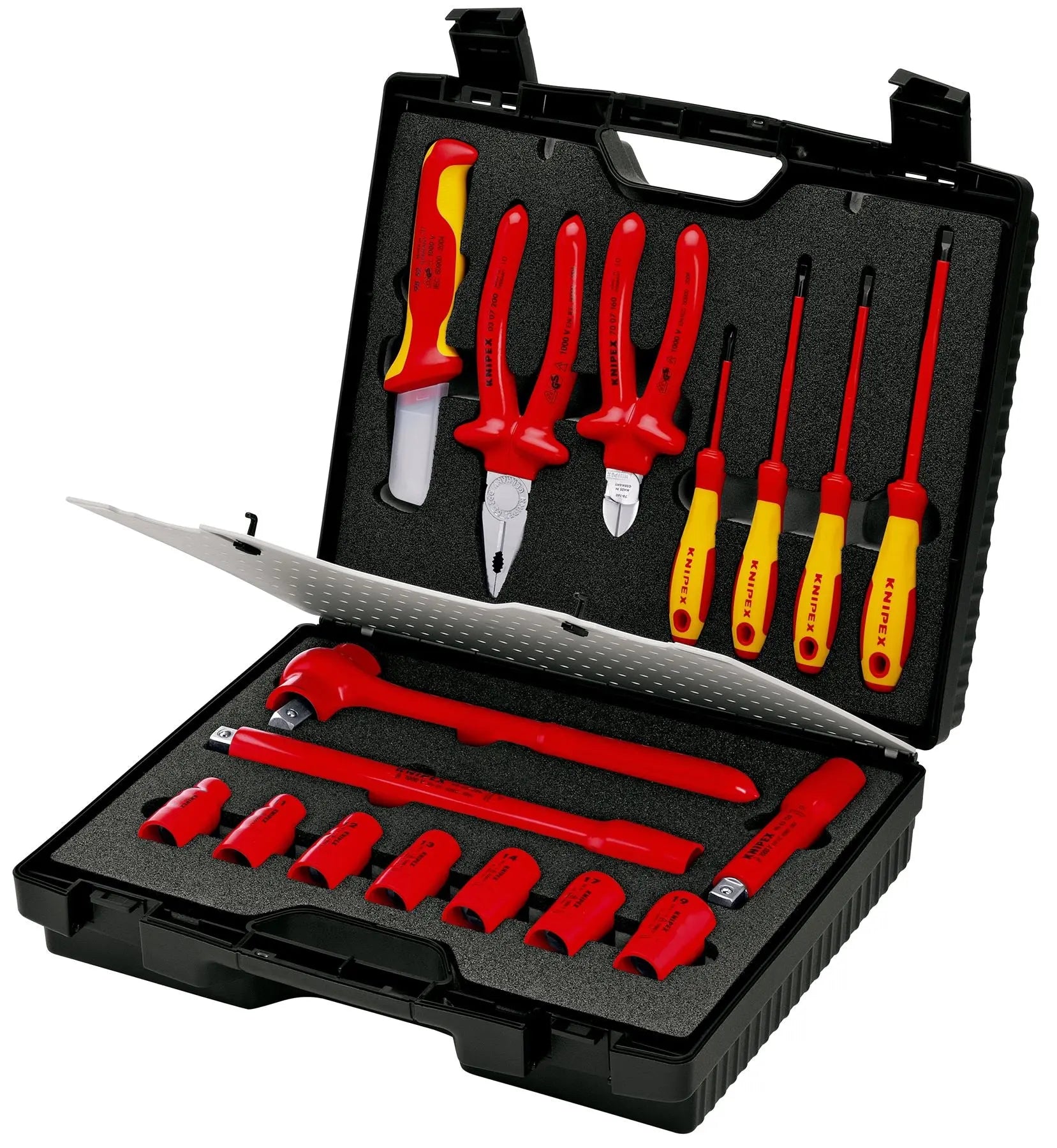 KNIPEX Tool Kit Insulated VDE Compact Tool Case 17 Pieces with Insulated Tool for Electrical Installations 98 99 11 White Rose Tools
