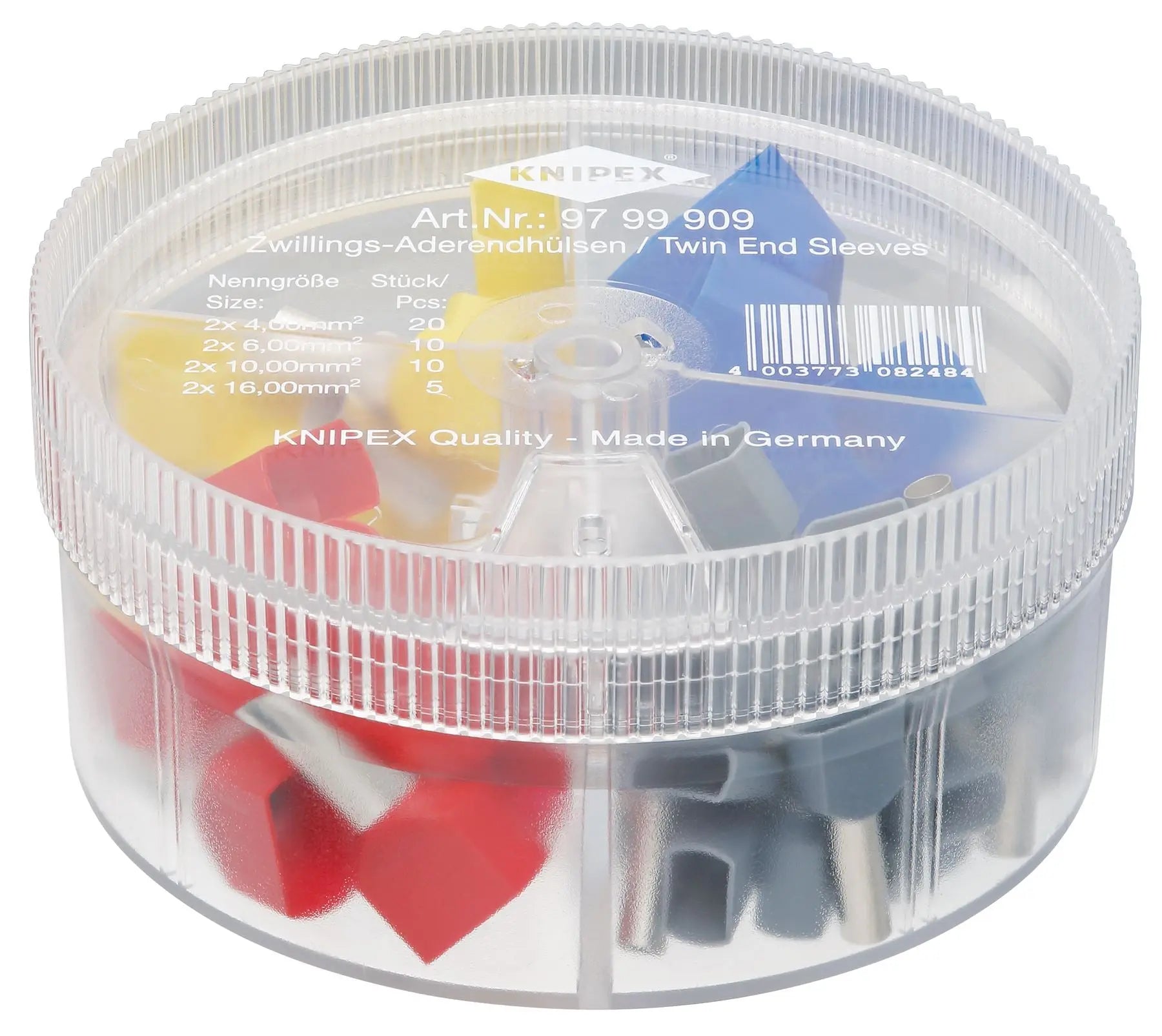 KNIPEX Twin Wire Ferrules Assortment Box in Dispenser Box 45 Pieces 97 99 909 White Rose Tools