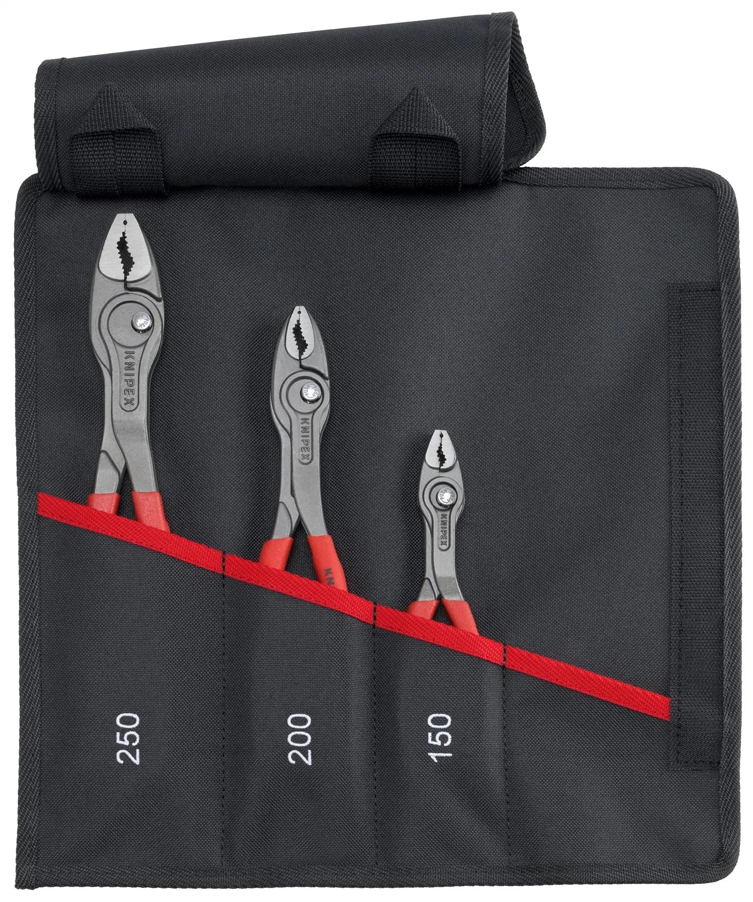 KNIPEX TwinGrip Slip Joint Water Pump Pliers Set 3 Pieces 150mm 200mm 250mm in Tool Roll 00 19 61 V01 White Rose Tools