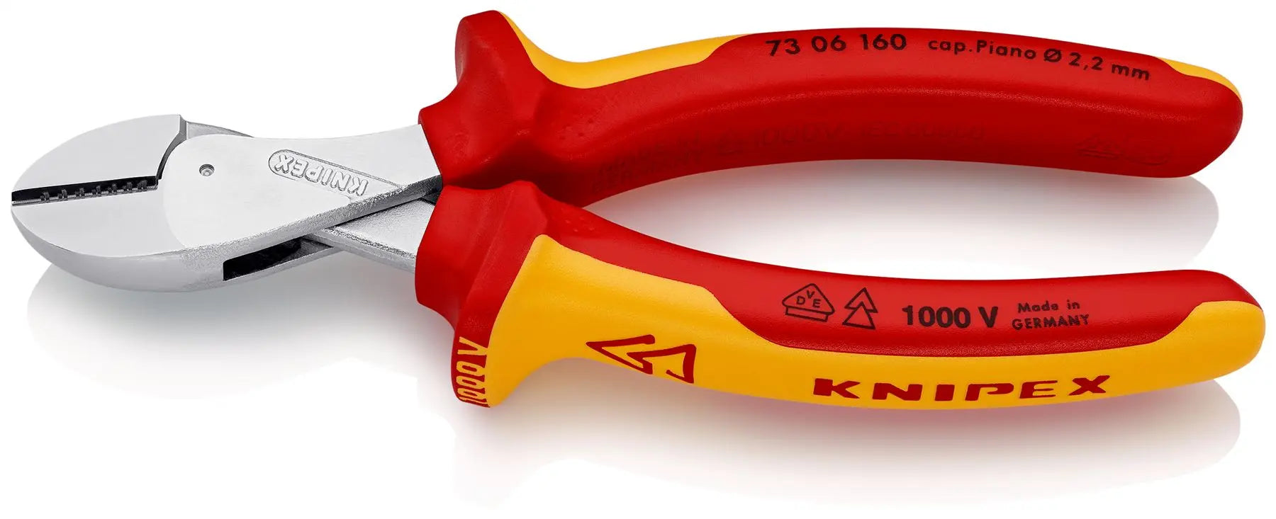 KNIPEX X-Cut Diagonal Cutting Pliers Side Cutters High Leverage 160mm VDE Multi Component Grips 73 06 160 SB White Rose Tools