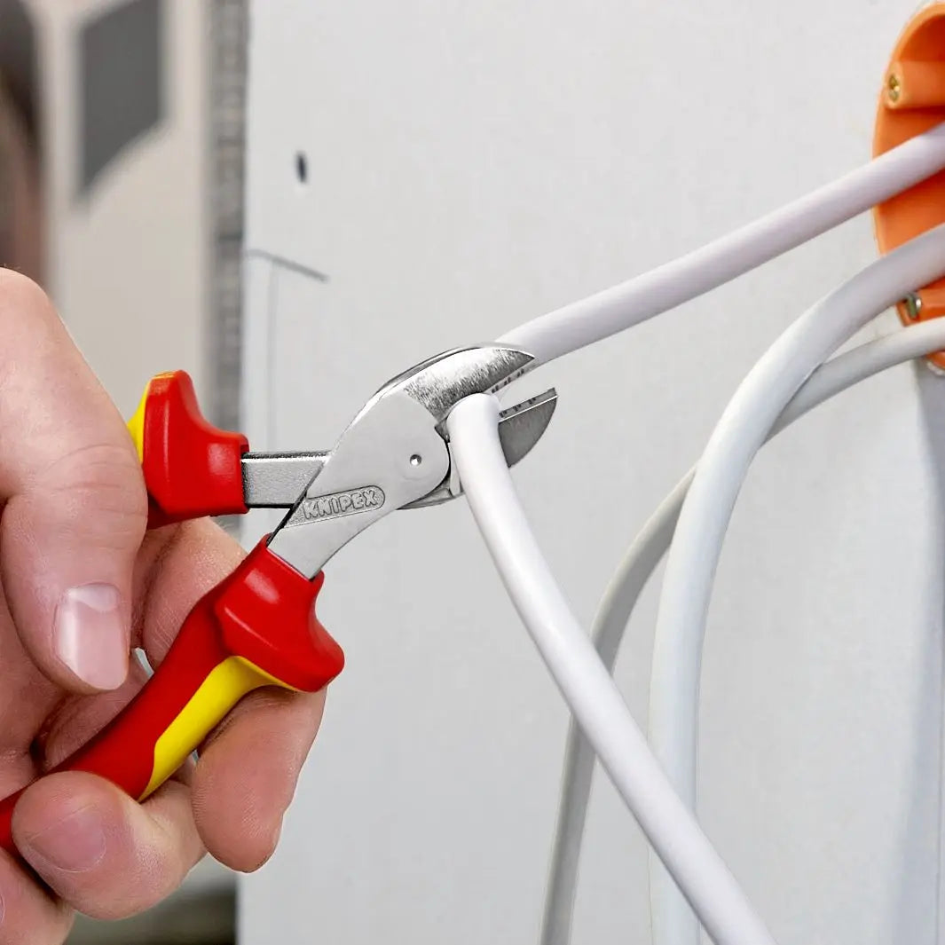 KNIPEX X-Cut Diagonal Cutting Pliers Side Cutters High Leverage 160mm VDE Multi Component Grips 73 06 160 SB White Rose Tools