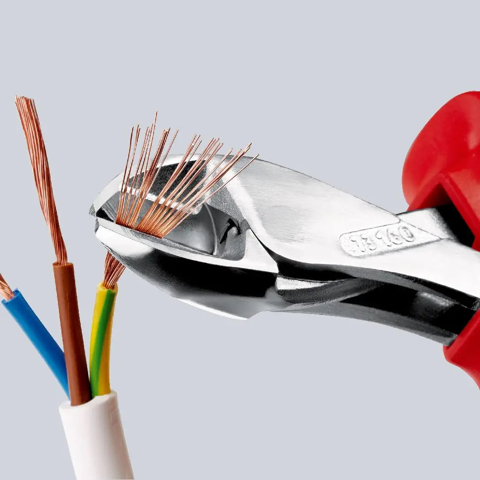 KNIPEX X-Cut Diagonal Cutting Pliers Side Cutters High Leverage 160mm VDE Multi Component Grips 73 06 160 SB White Rose Tools