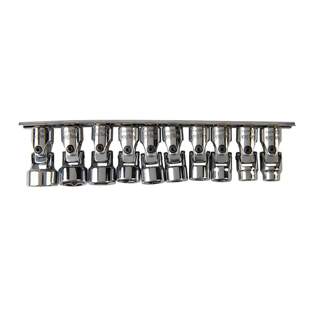 King Dick SD 3/8" Universal Socket Short Metric Set 10pce 10 - 19mm MSMU1019S  White Rose Tools