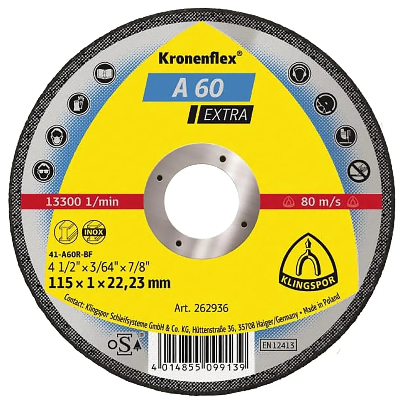 Klingspor Cutting Slitting Discs Stainless Steel Metal 115mm x 1mm A60 Extra Angle Grinder Blade - Choose Pack Size White Rose Tools