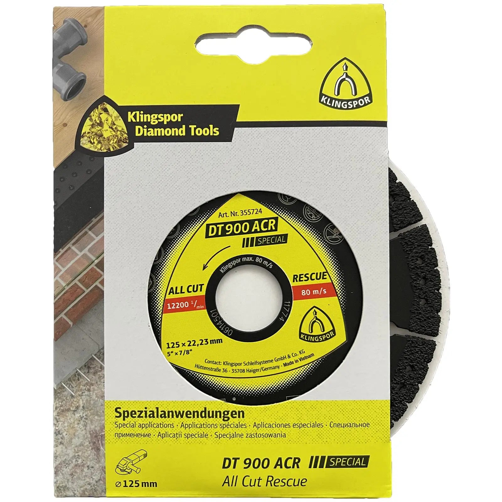 Klingspor Diamond Cutting Blade All Cut Rescue for Concrete Glass Wood Plastic Rubber Metal DT900ACR  White Rose Tools