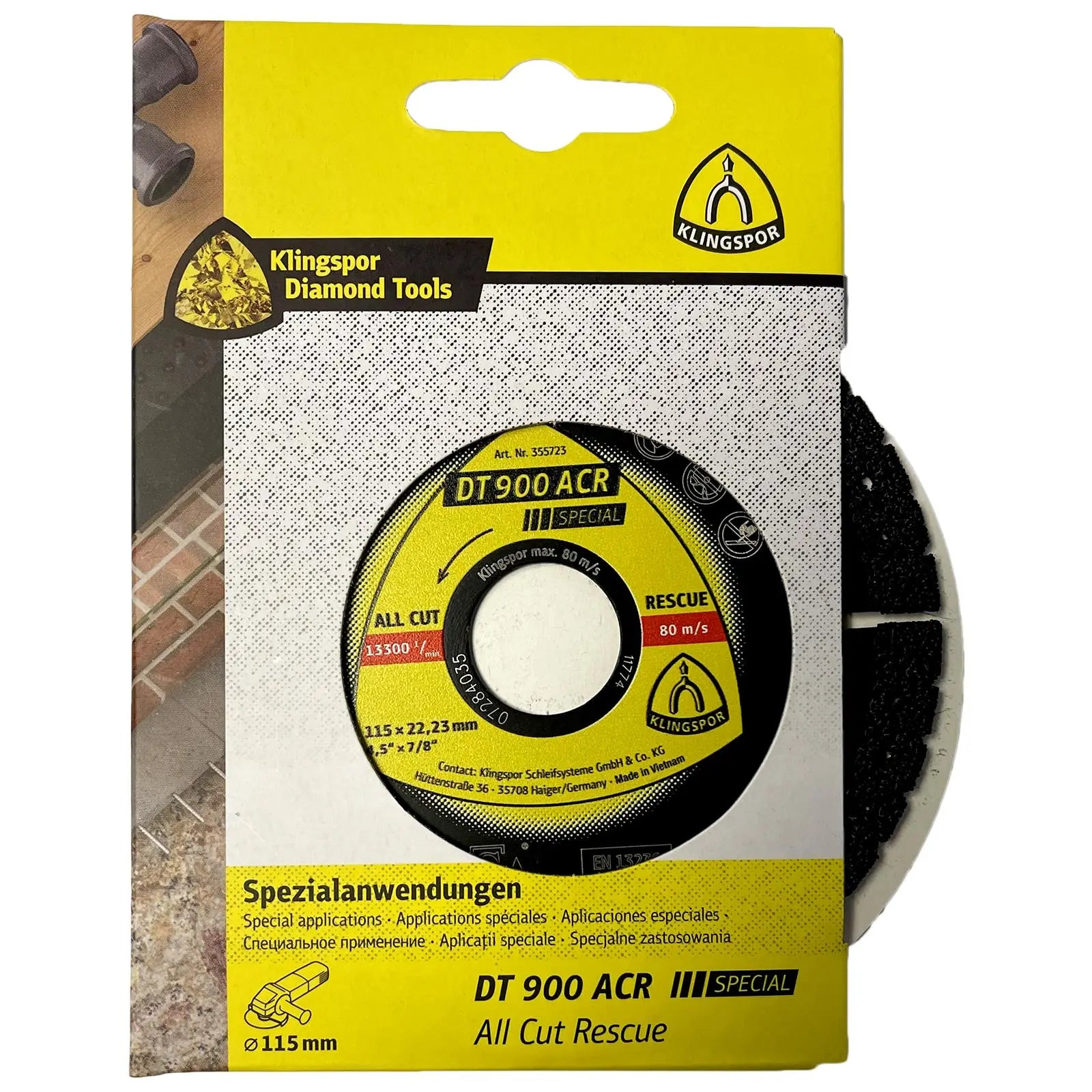 Klingspor Diamond Cutting Blade All Cut Rescue for Concrete Glass Wood Plastic Rubber Metal DT900ACR  White Rose Tools