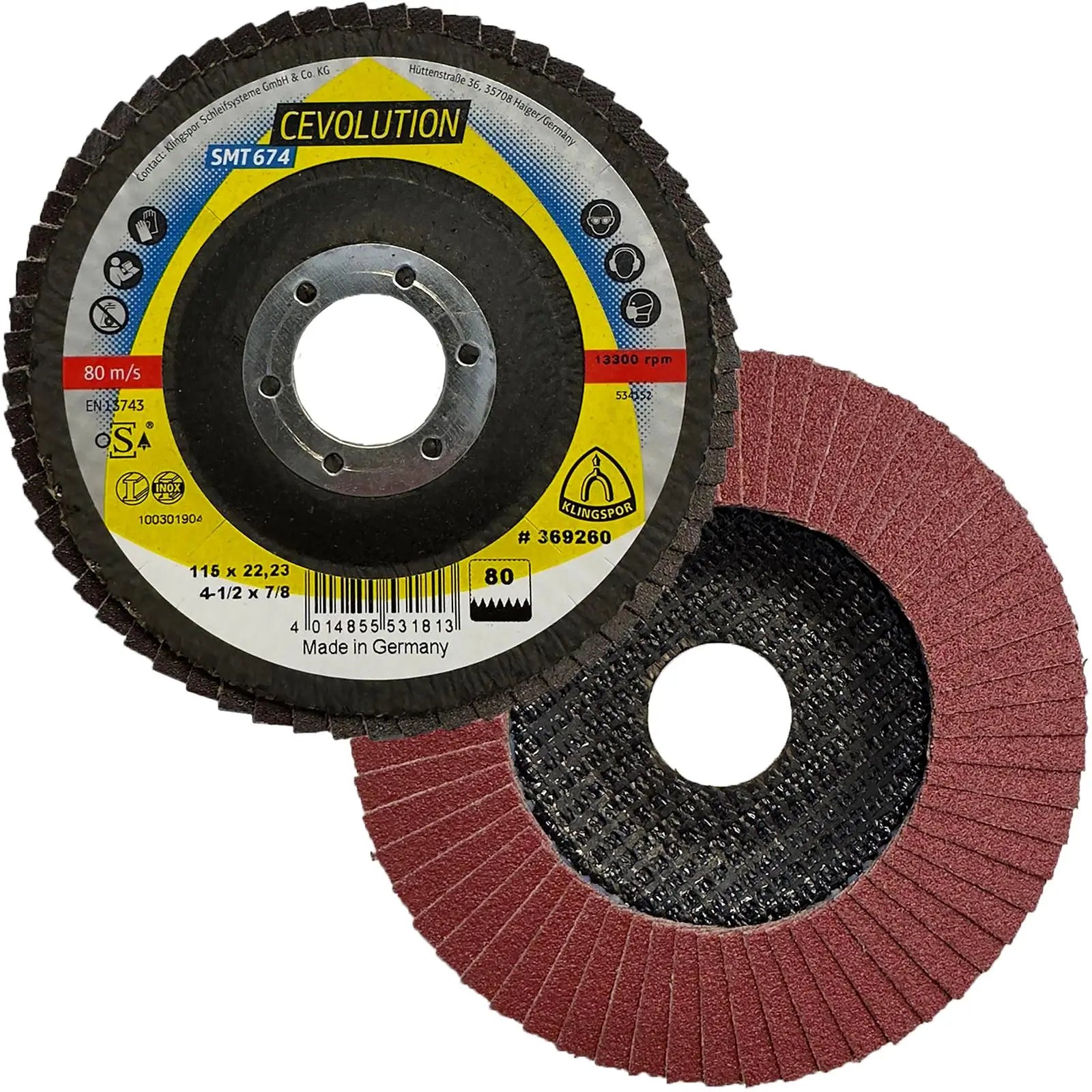 Klingspor Flap Disc Abrasive Mop Ceramic 115mm SMT674 Supra CEVOLUTION White Rose Tools