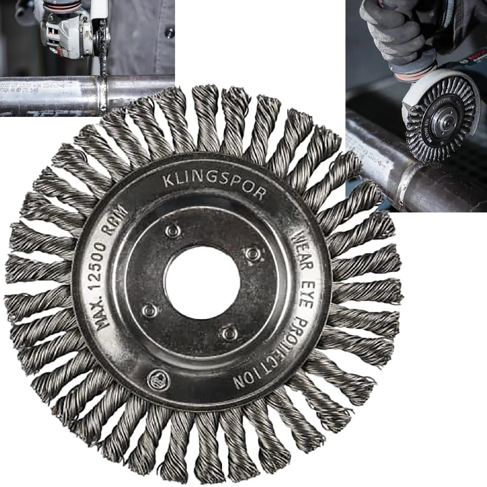 Klingspor Twist Knot Pipeline Wire Wheel Brush 115mm 125mm 178mm Steel BRP600Z