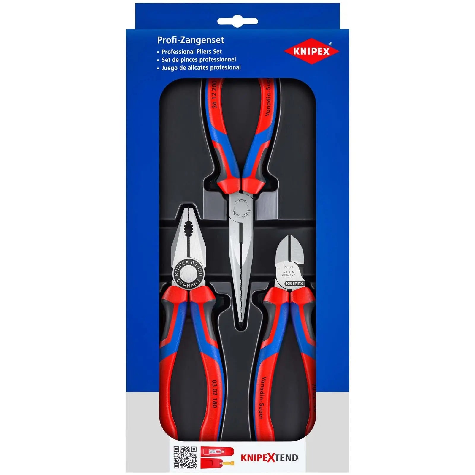 Knipex Assembly Plier Set Tool Kit 3 Piece Combination Diagonal Snipe Nose Pliers 00 20 11 White Rose Tools