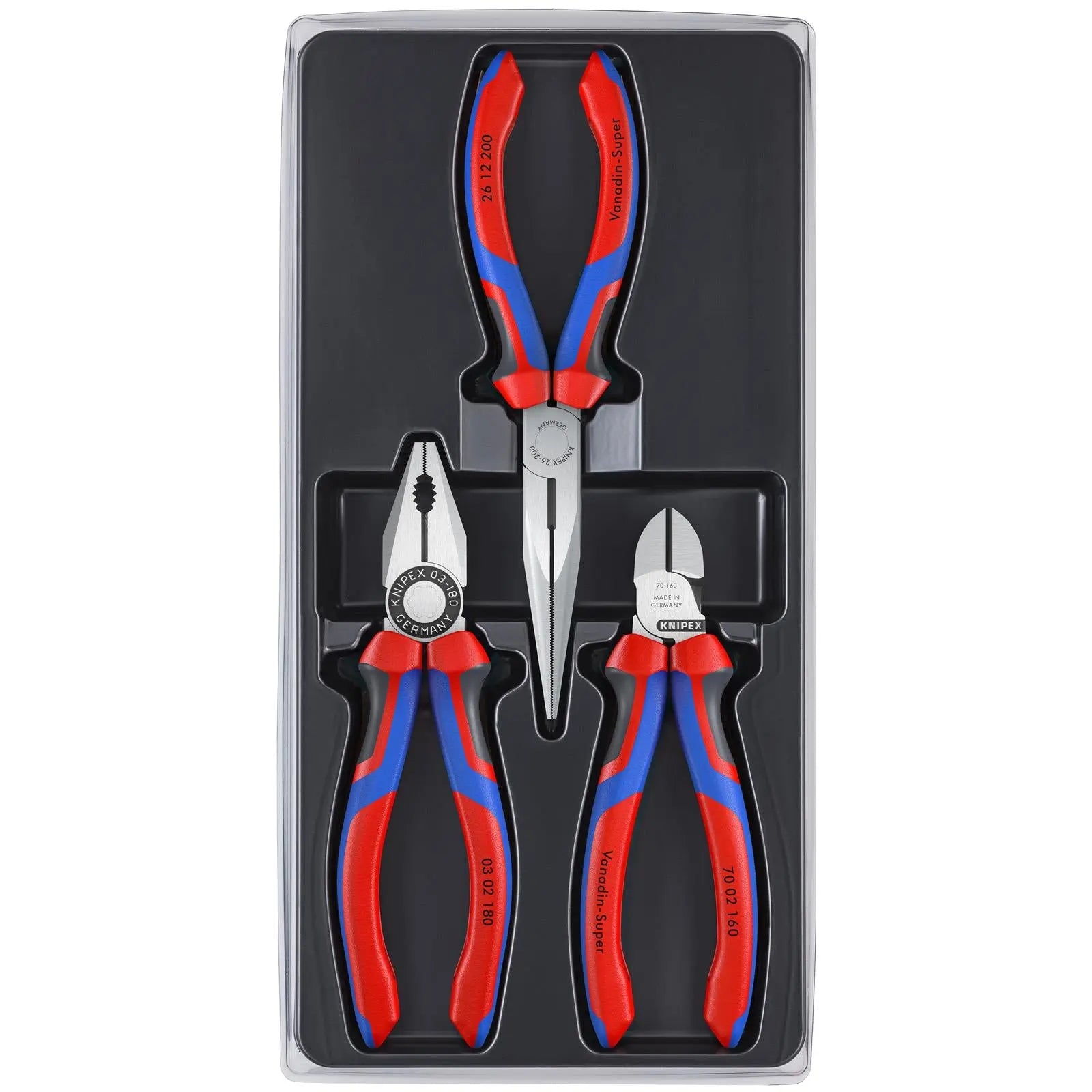 Knipex Assembly Plier Set Tool Kit 3 Piece Combination Diagonal Snipe Nose Pliers 00 20 11 White Rose Tools