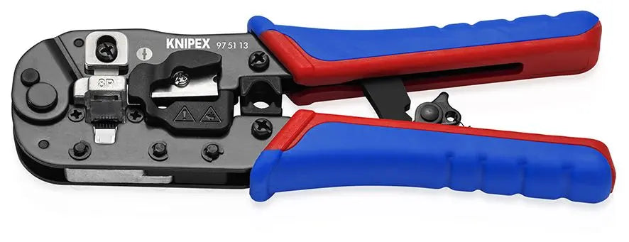 Knipex Crimping Pliers for RJ45 Western Plugs with Multi Component Grips 97 51 13