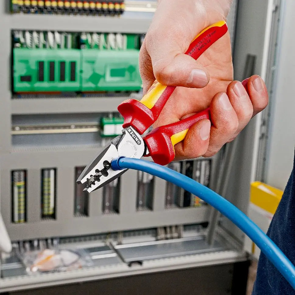 Knipex Crimping Pliers for Wire Ferrules 180mm VDE Insulated 1000V with Tether Point 97 78 180 T