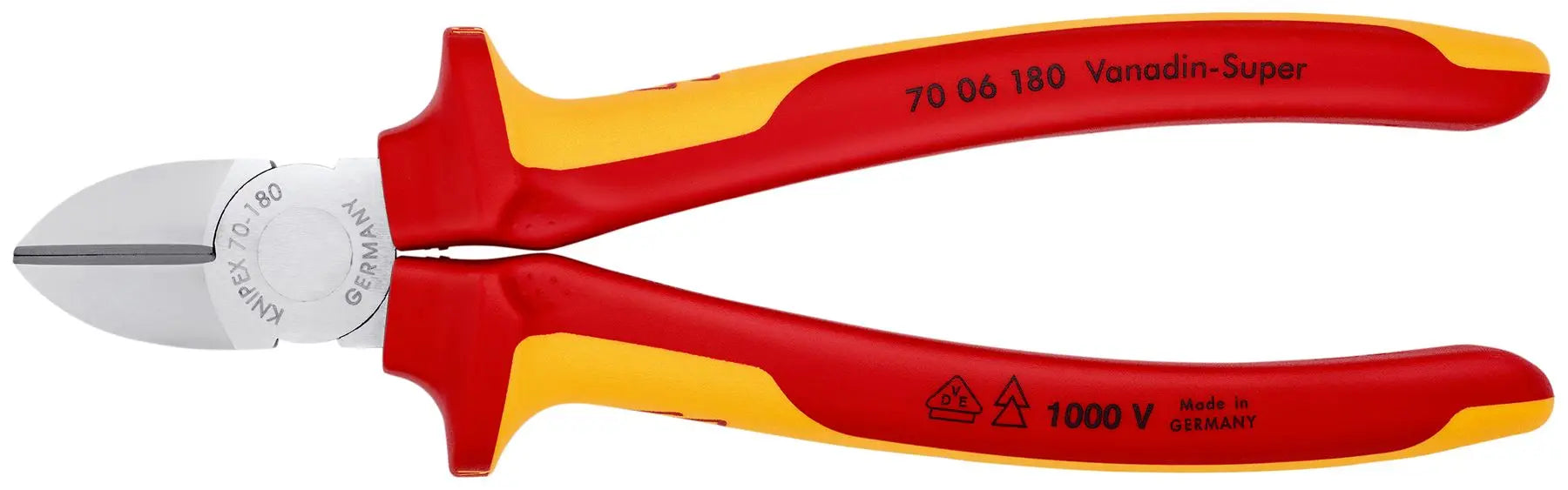 Knipex Diagonal Cutting Pliers 180mm VDE Insulated 70 06 180