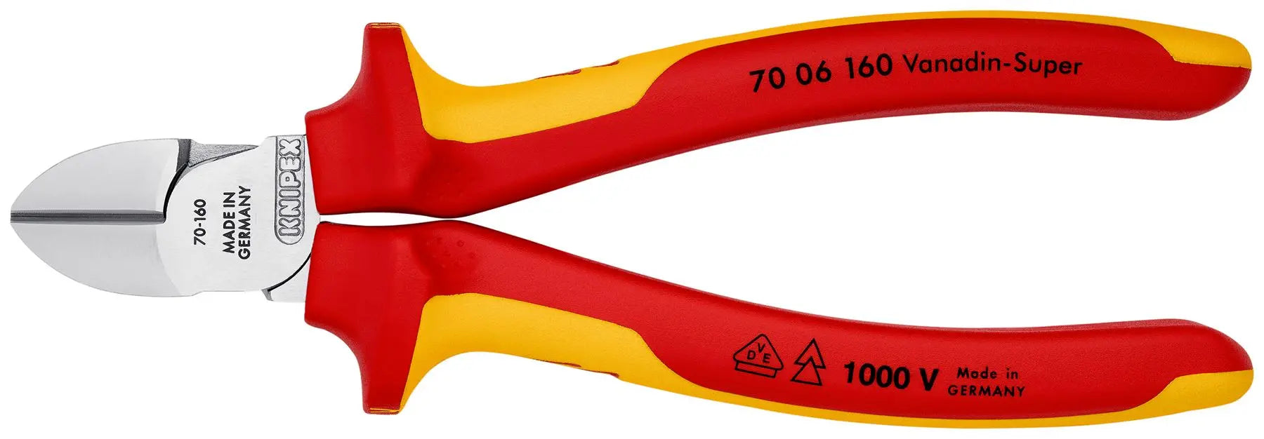 Knipex Diagonal Side Cutting Pliers 160mm VDE Insulated 70 06 160