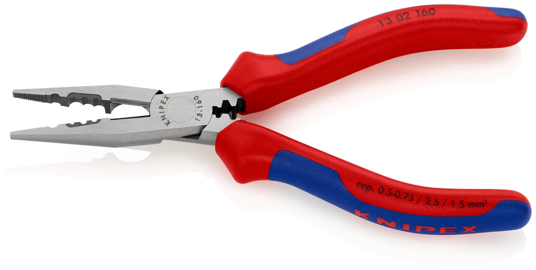 Knipex Electricians Pliers 160mm for Cable Work Multi Component Grips Black Atramentized 13 02 160