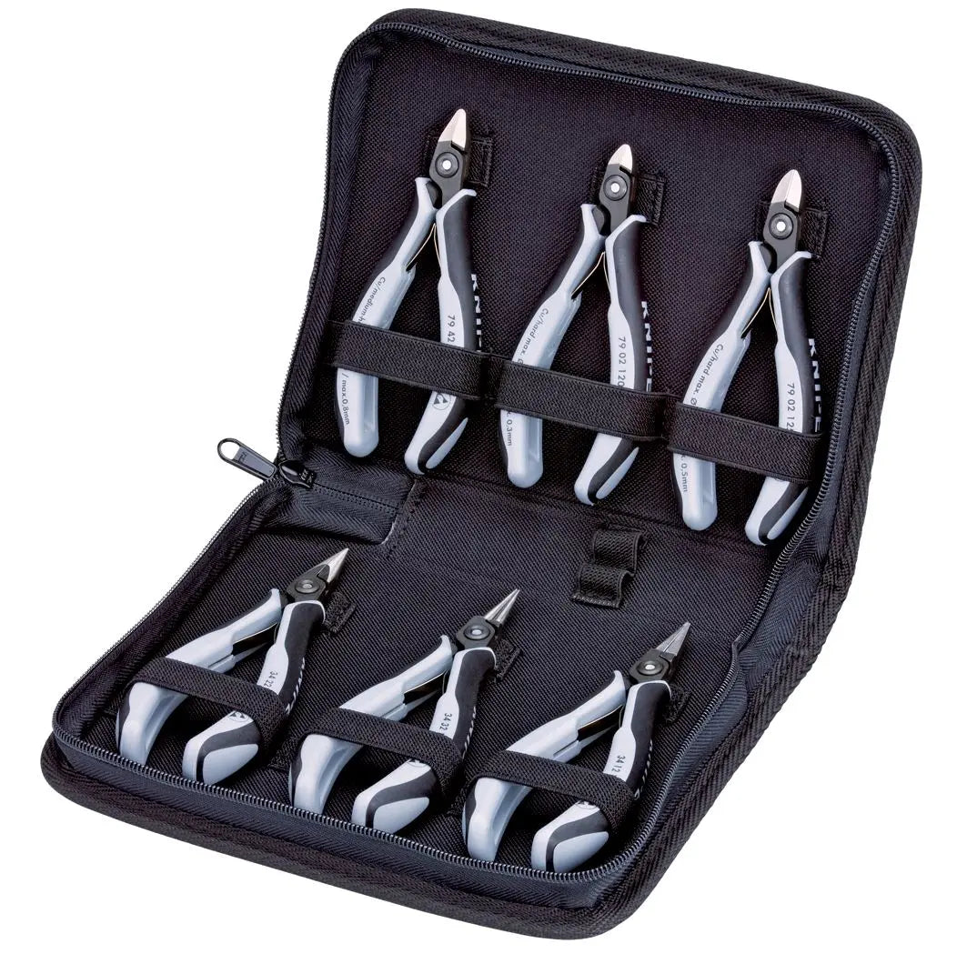 Knipex Electronics Pliers Set ESD in Case 6 Pieces for Precision Work 00 20 16 P ESD White Rose Tools
