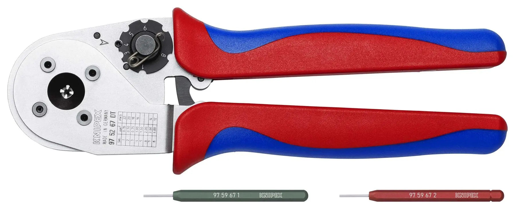 Knipex Four Mandrel Crimping Pliers for DT Contacts Multi Component Grips 97 52 67 DT White Rose Tools