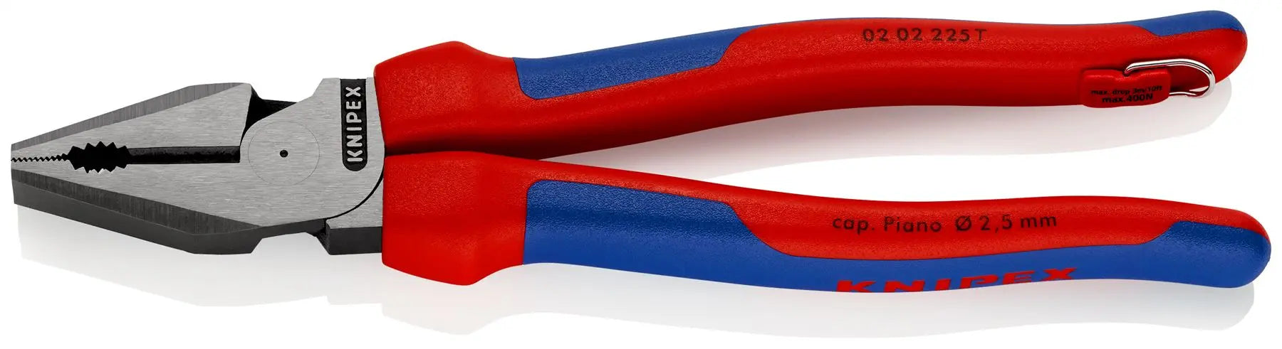 Knipex High Leverage Combination Pliers 225mm Multi Component Grips with Tether Point 02 02 225 T