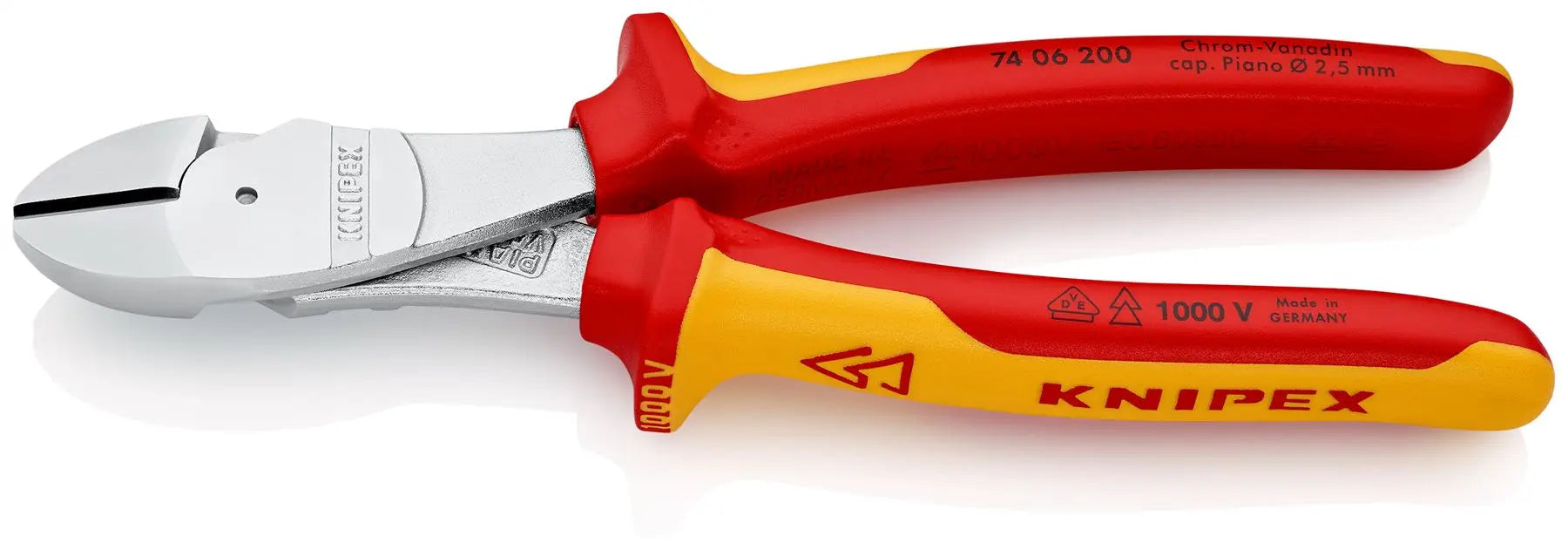 Knipex High Leverage Diagonal Side Cutting Pliers 200mm VDE Insulated 74 06 200