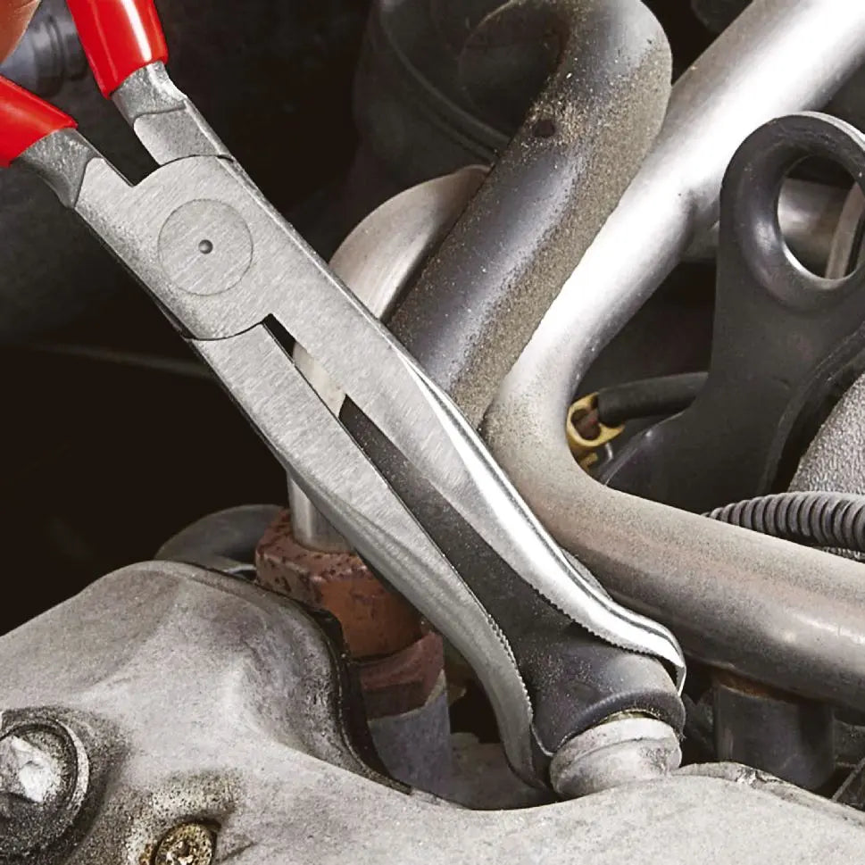 Knipex Mechanics Pliers 200mm 45 Degree Angled Half Round Long Jaws 38 91 200 White Rose Tools