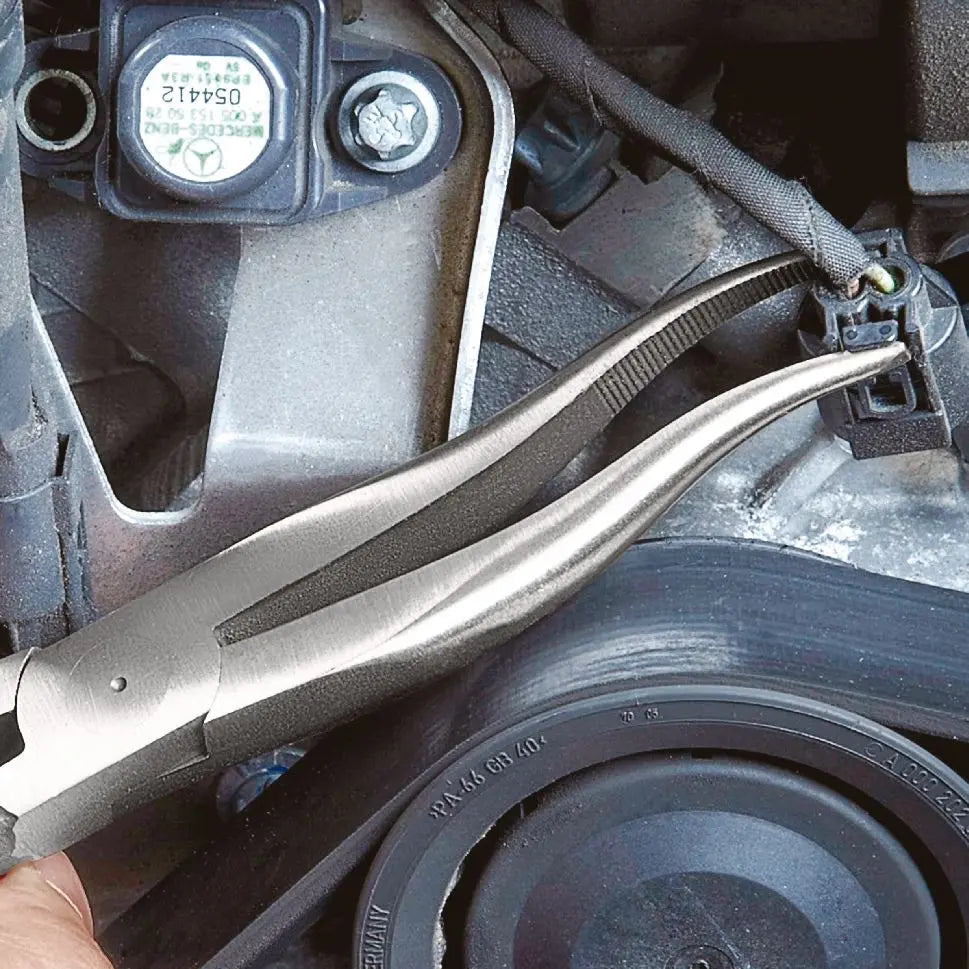 Knipex Mechanics Pliers 200mm Cranked Half Round Jaws 38 31 200 White Rose Tools