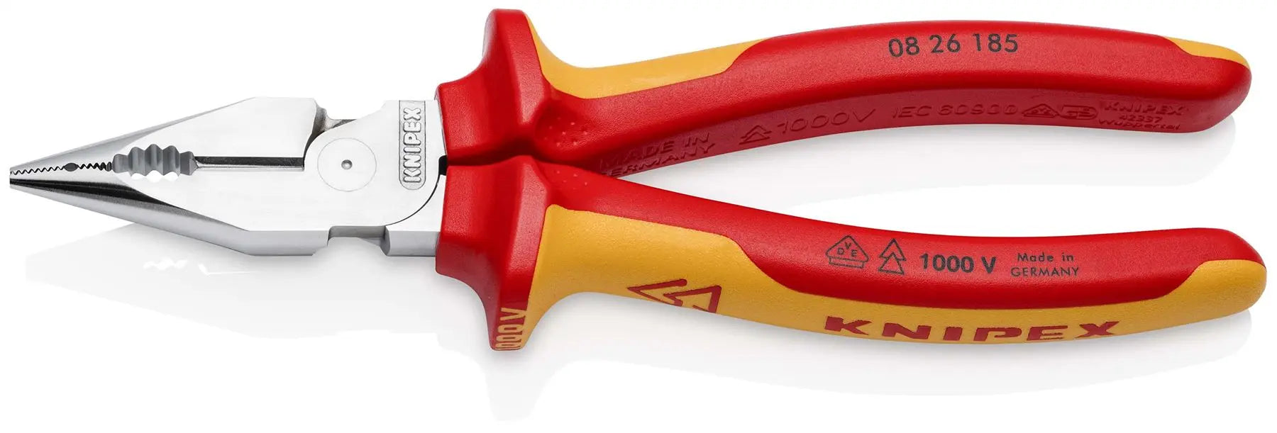 Knipex Needle Nose Combination Pliers 185mm VDE 1000V Multi Component Grips 08 26 185 White Rose Tools