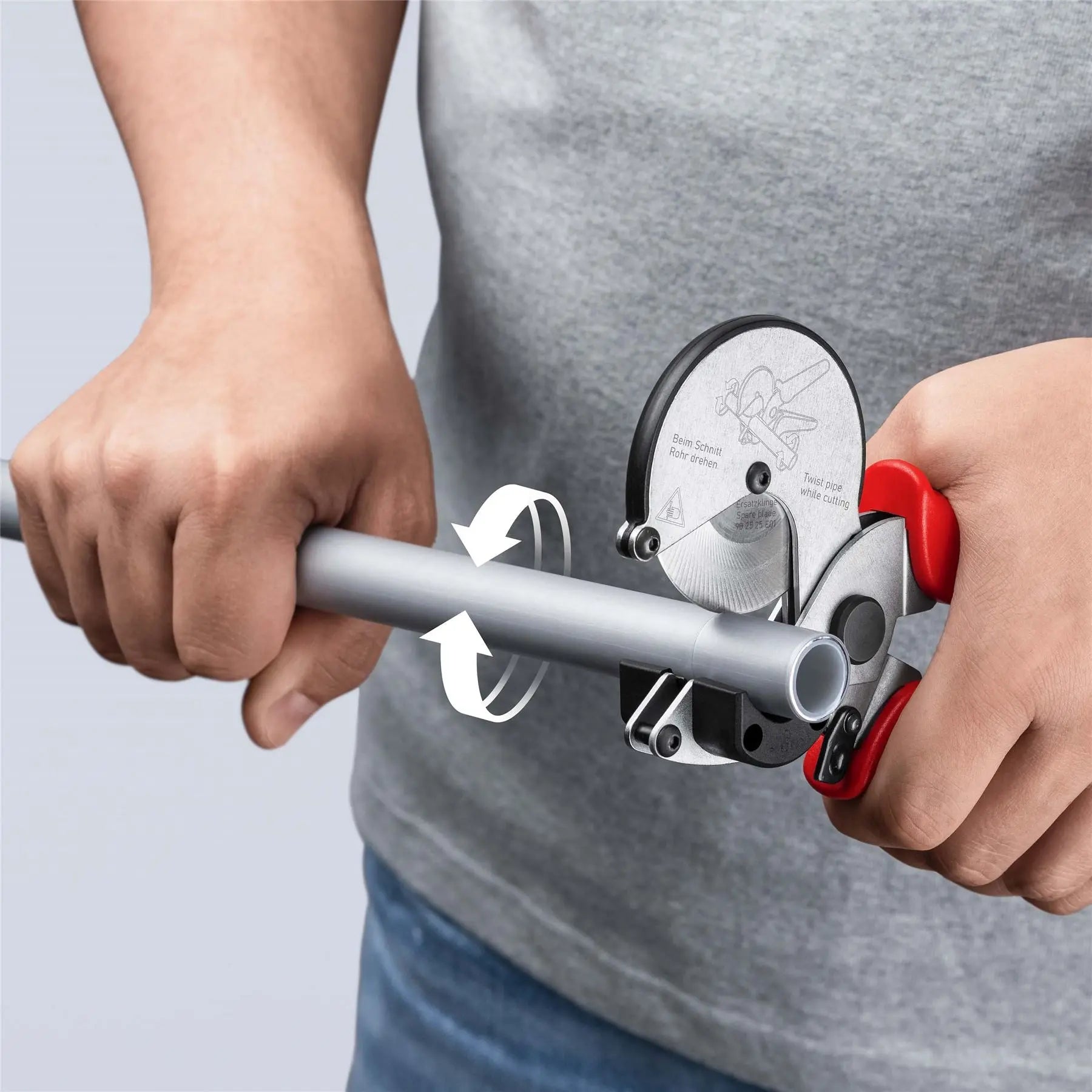 Knipex Pipe Cutter for Composite and Plastic Pipes 26mm Capactiy Multi Component Grips 90 25 25 White Rose Tools