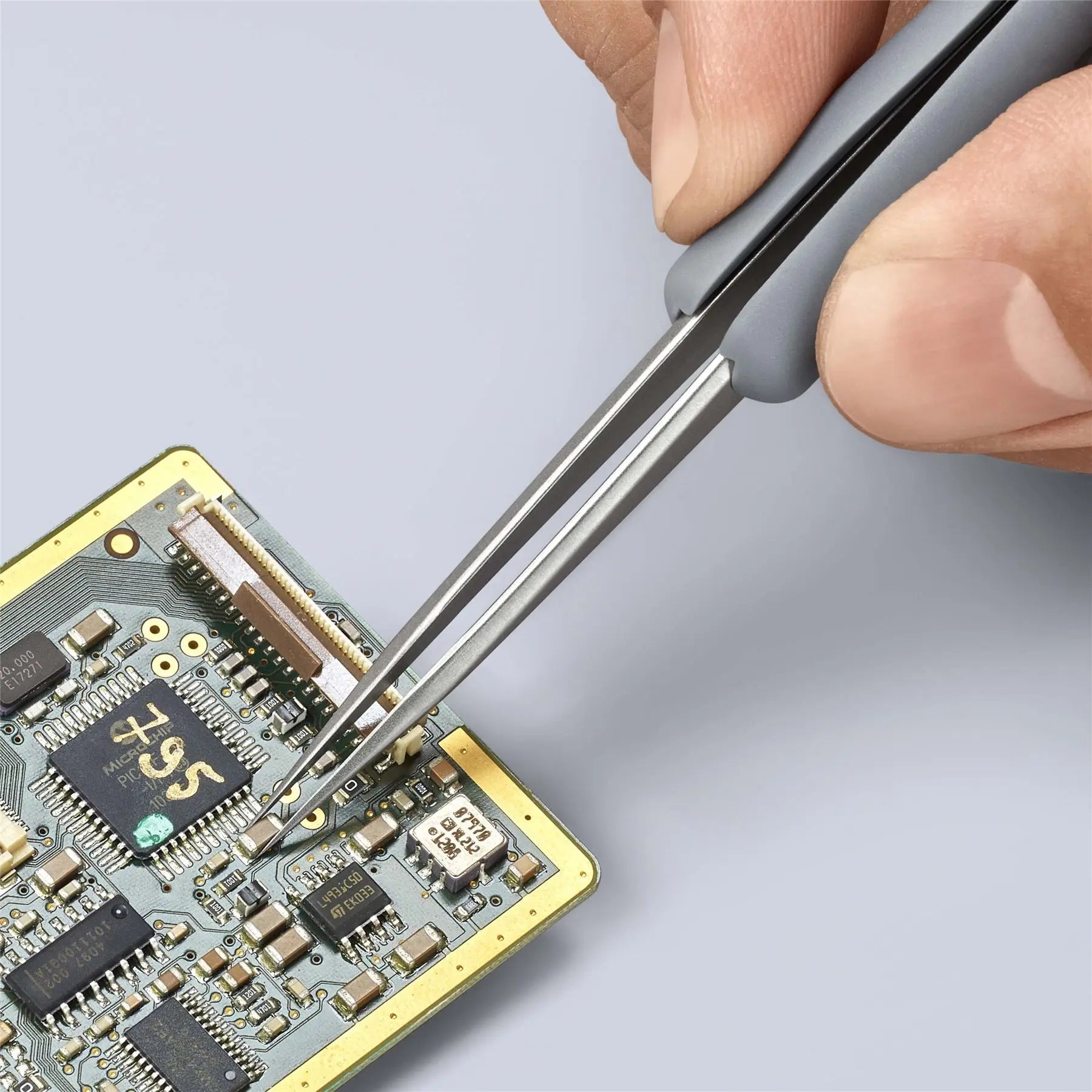 Knipex Precision Tweezers with Rubber Handles ESD Smooth Gripping Surfaces 92 21 12 ESD White Rose Tools