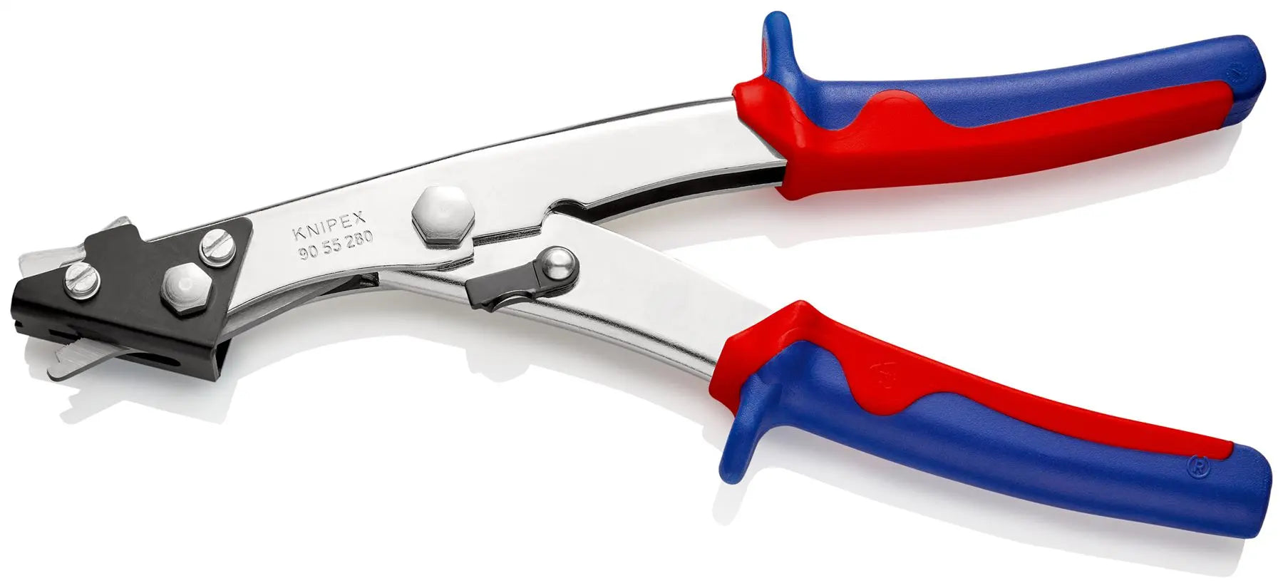 Knipex Sheet Metal Nibbler 280mm Metal 1.2mm Plastic 2mm Multi Component Grips 90 55 280 White Rose Tools