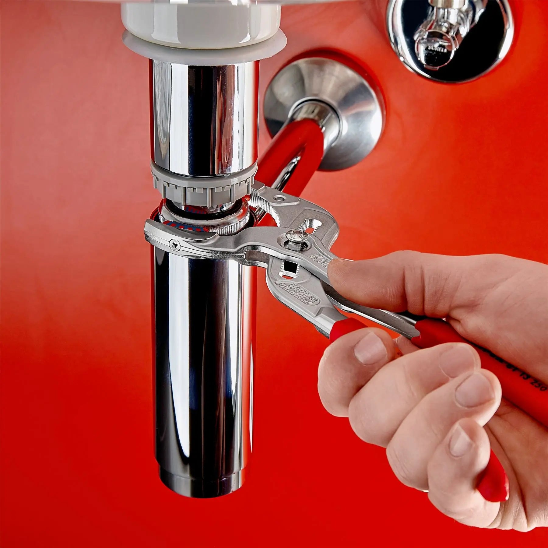 Knipex Siphon and Connector Pliers SpeedGrip Chrome Plated Plastic Jaws 250mm 81 13 250