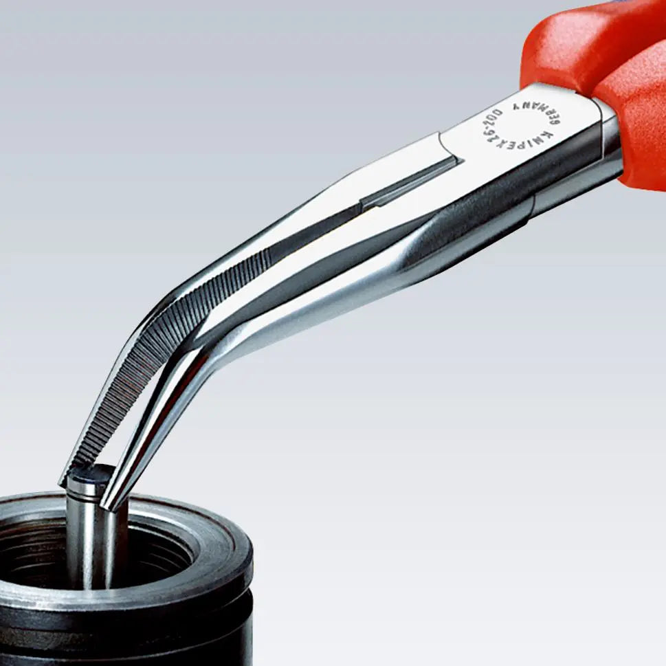 Knipex Snipe Nose Side Cutting Pliers 40° Bend 200mm Multi Component Grips with Tether Point 26 22 200 T