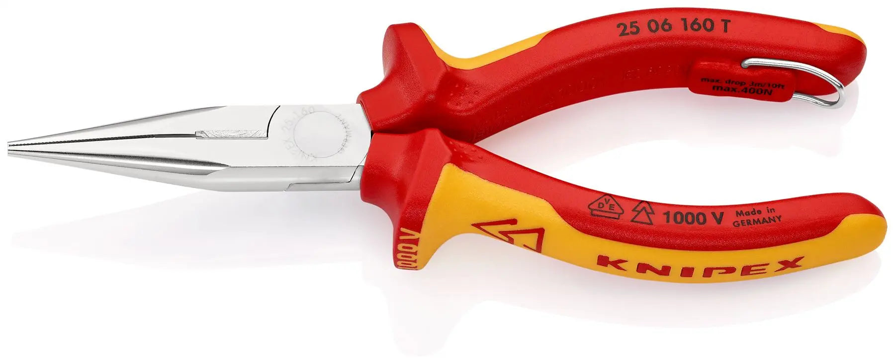 Knipex Snipe Nose Side Cutting Pliers Radio Plier 160mm VDE Insulated 1000V with Tether Point 25 06 160 T