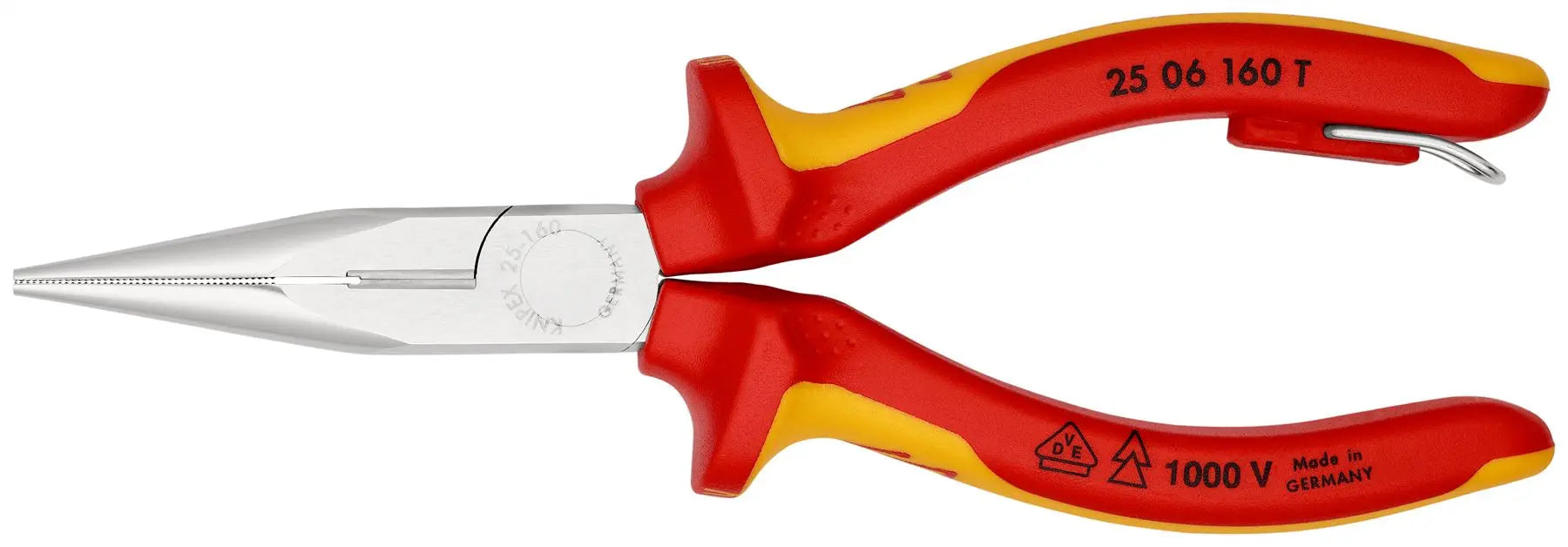 Knipex Snipe Nose Side Cutting Pliers Radio Plier 160mm VDE Insulated 1000V with Tether Point 25 06 160 T