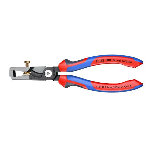 Knipex StriX Insulation Wire Stippiers with Cable Shears 180mm Multi Component Grips 13 62 180 White Rose Tools