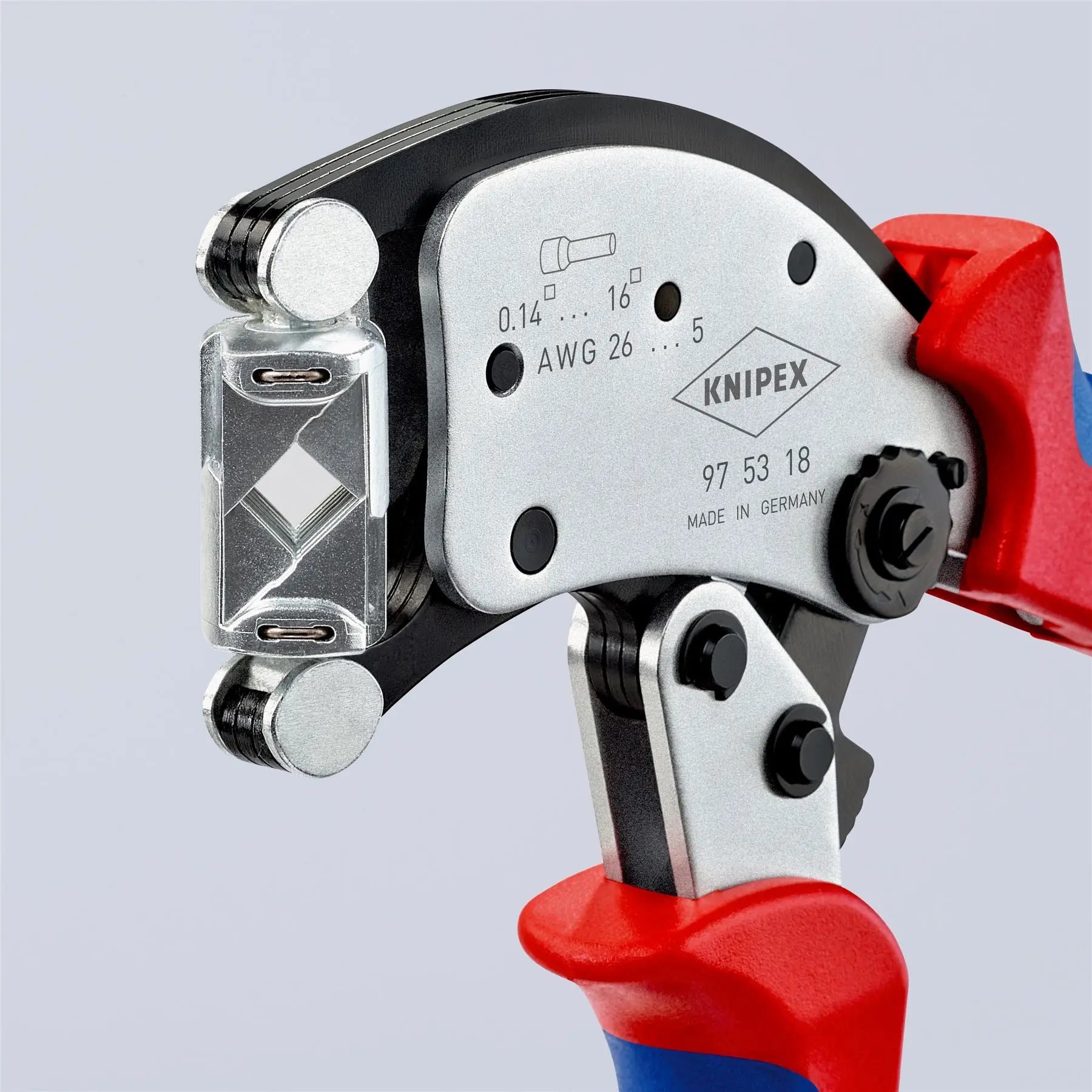 Knipex Twistor 16 Self Adjusting Crimping Pliers for Wire Ferrules with Rotatable Die Head 97 53 18