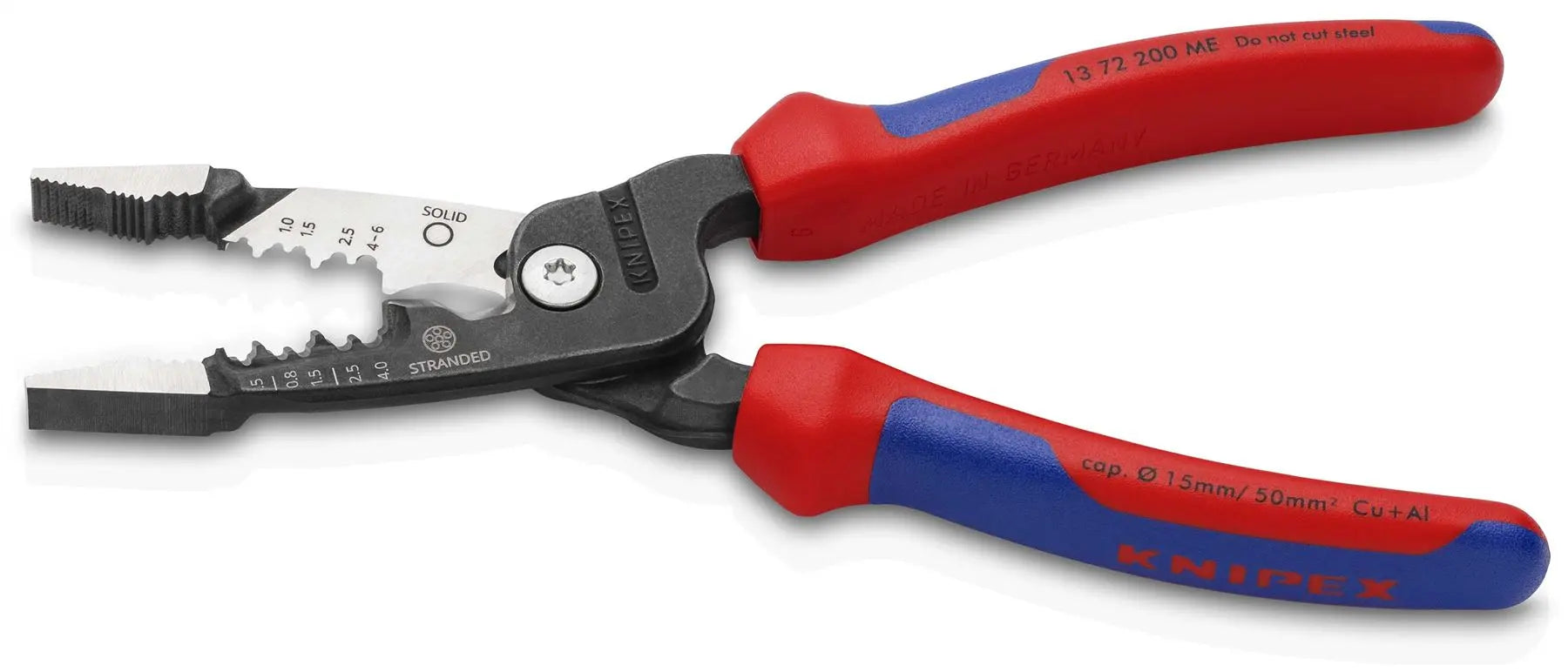Knipex WireStripper Stripping Pliers 200mm Metric Version Multi Component Grips 13 72 200 ME White Rose Tools
