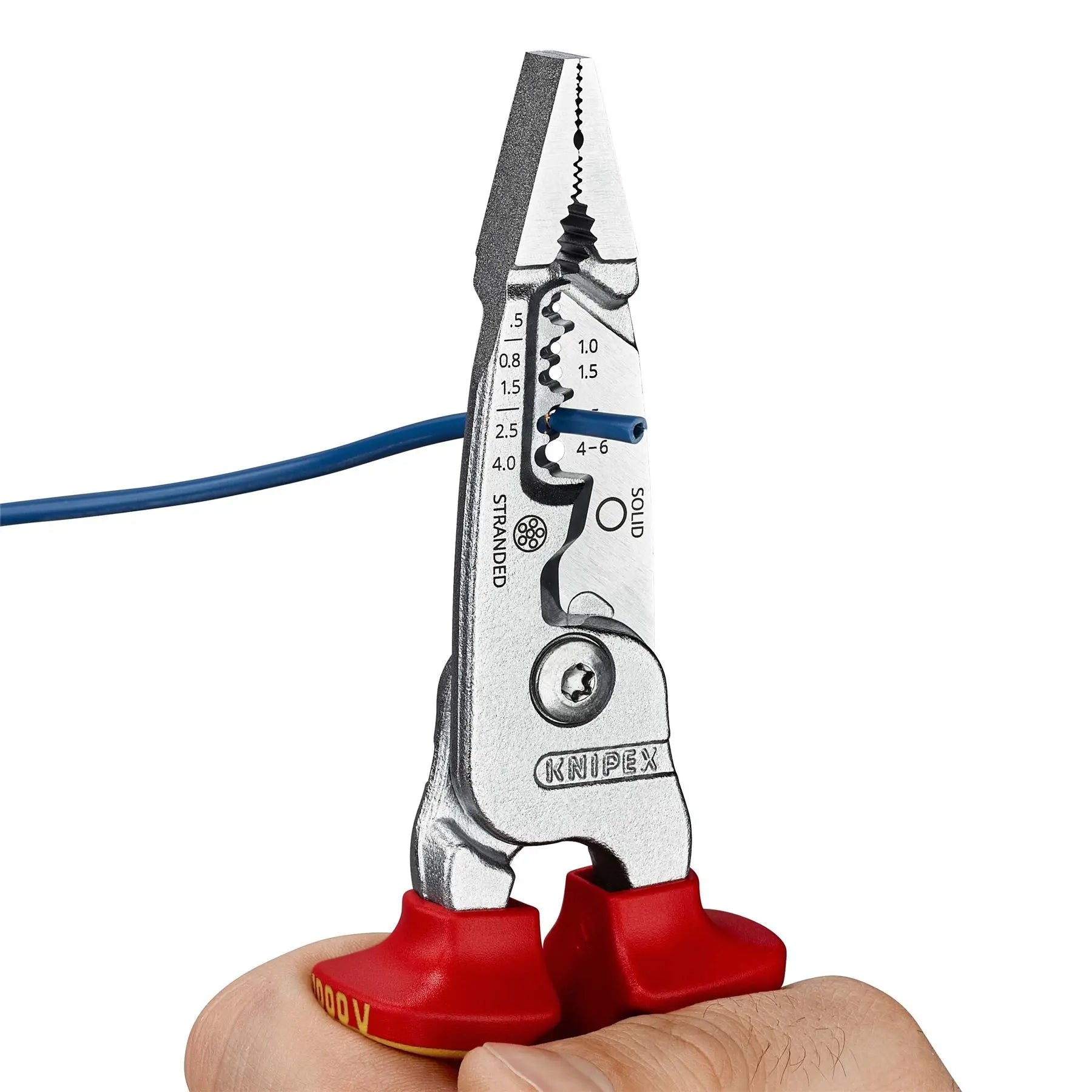 Knipex WireStripper Stripping Pliers 200mm Metric Version VDE 1000V Multi Component Grips 13 76 200 ME White Rose Tools