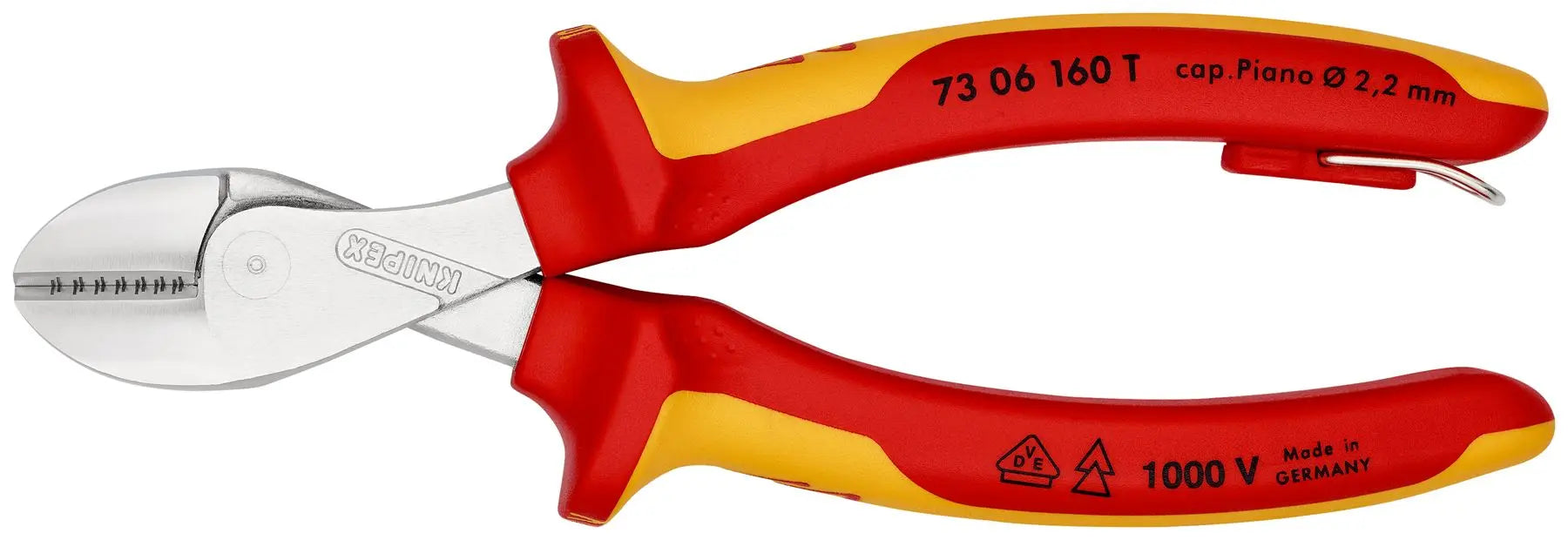 Knipex X-Cut Diagonal Side Cutting Pliers 160mm Tether Point VDE Tested 1000V Chrome Plated 73 06 160 T